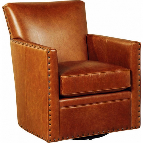 Logan Swivel Accent Chair in Trends Coffee Top Grain Leather